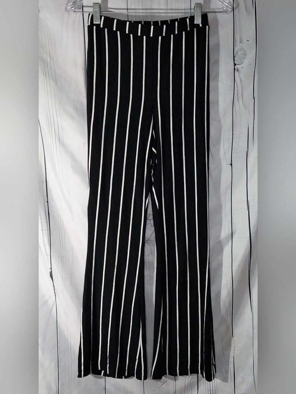 Saltwater Luxe Black & White Stripe Resortwear Wide Leg Flare Pull On Pants NWT